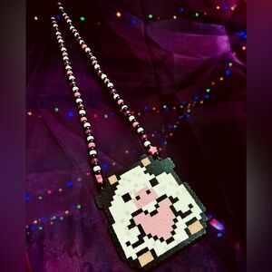 Handmade Cow Perler Necklace